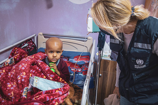 child with cancer being treated at the Oncology Centre in Misrata , Photo credit WHOLibya2021 child with cancer being treated at the Oncology Centre in Misrata , Photo credit WHOLibya2021