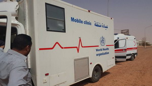 WHO delivers mobile clinic to serve vulnerable populations in Sabha, Libya, with the support of ECHO