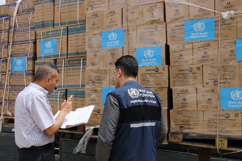 WHO truckload arrives at MoH Central Drugs Store in Gaza, May 2018