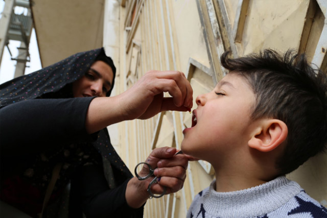 4-year old Ali Yaser was vaccinated on the first day of the campaign in Herat city. All vaccinated children were also given drops of vitamin A to boost their immunity.