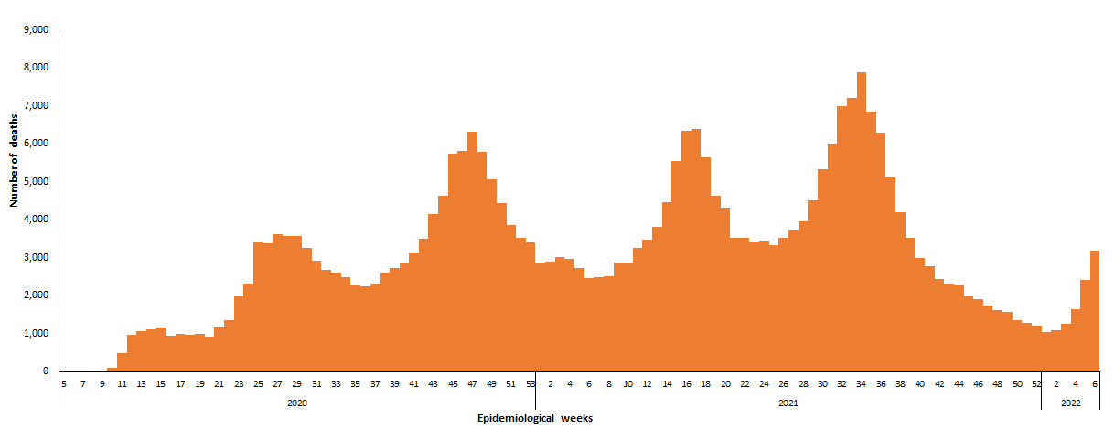 COVID-19 epidemiological weeks for deaths