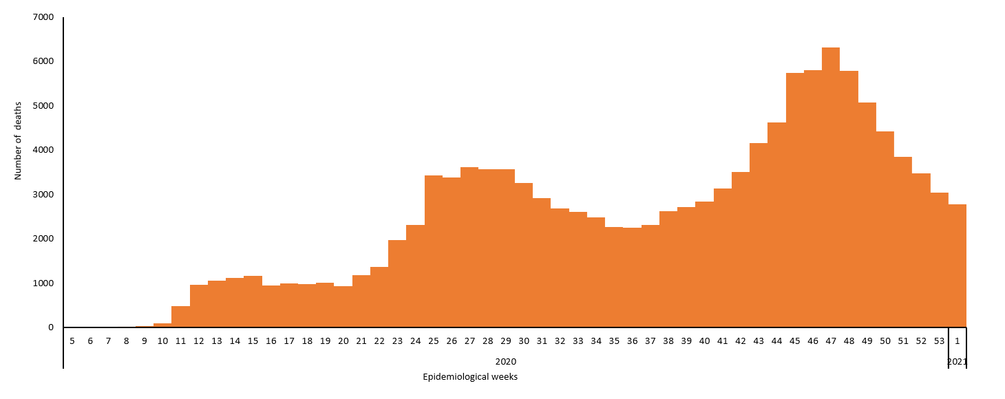 COVID-19 epidemiological weeks for deaths