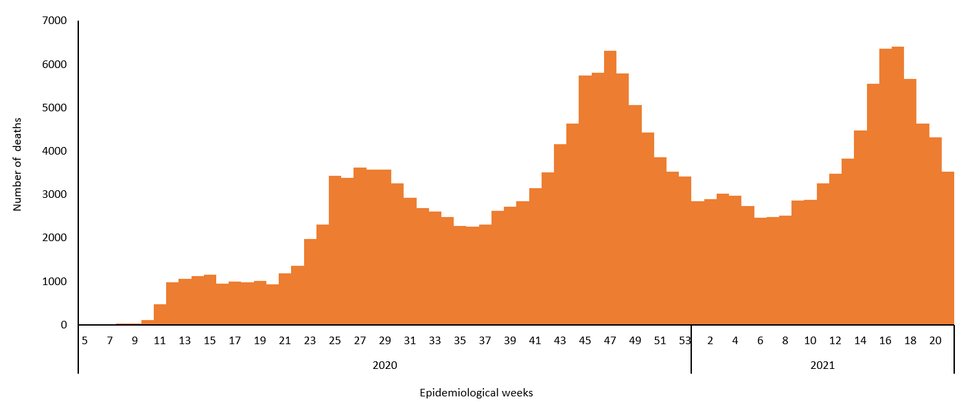 COVID-19 epidemiological weeks for deaths