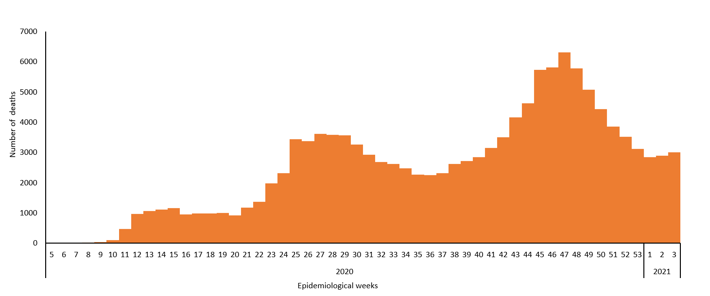 COVID-19 epidemiological weeks for deaths