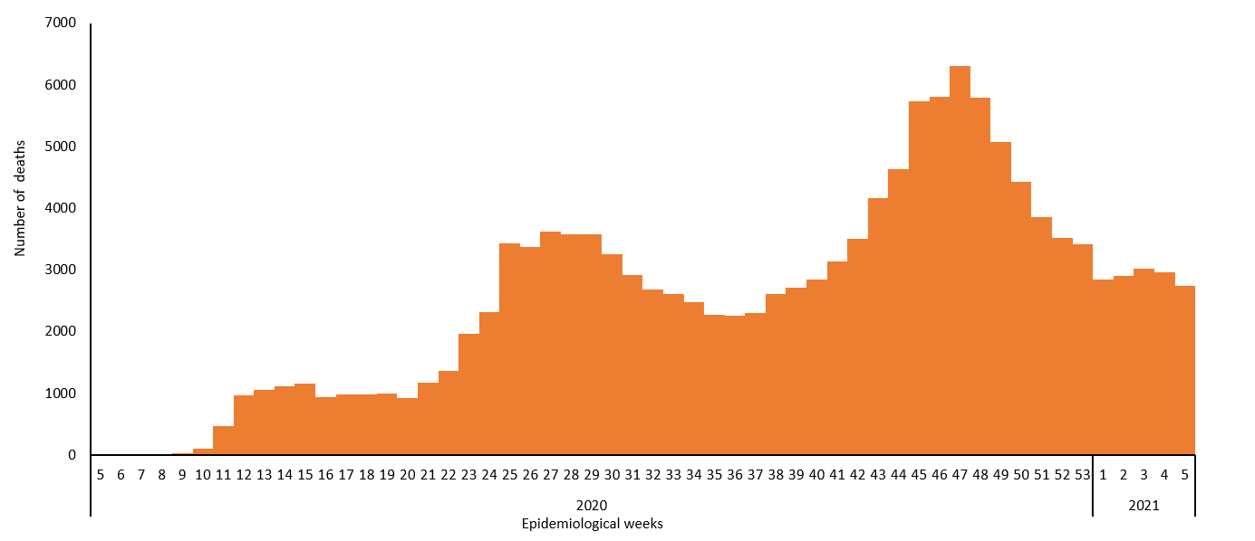 COVID-19 epidemiological weeks for deaths