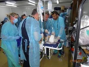 A young patient being treated in the emergency room