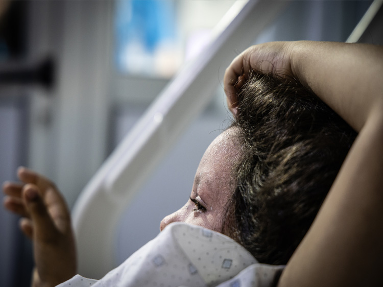 Celine, 7, is among the youngest patients in the burns unit. Celine suffered severe burns to her body two weeks ago, in an attack in Southern Lebanon