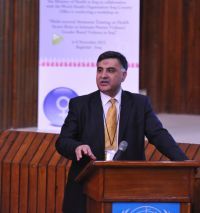 Dr Syed Jaffar Hussain, WHO Representative in Iraq, speaking at a meeting on intimate partner and gender-based violence