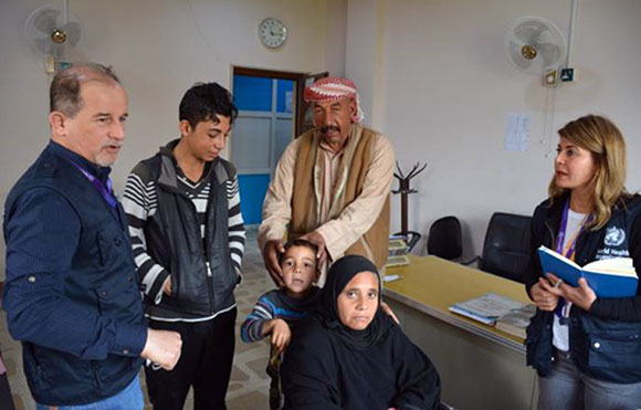 Jamila Ahmed, a mother of 10, was shot by a sniper in Mosul, her injuries resulted in the amputation of a leg 