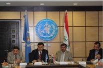 H.E. Dr Majeed Hamad Amin, the Minister of Health of Iraq, and Dr Syed Jaffar Hussain, WHO Representative for Iraq, sign the Country Cooperation Strategy document (2012–2017) during a ceremony attended by high-level dignatories conducted on the premises of the WHO country office in Amman
