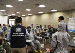 Participants receive training on decontamination and management of mass casualities