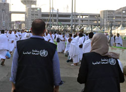 Health workers and pilgrims at the Hajj