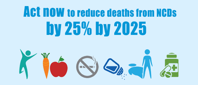 Act now to reduce deaths from NCDs by 25% by 2025 Act now to reduce deaths from NCDs by 25% by 2025