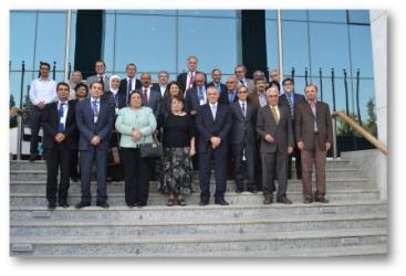 Participants of the EM-ACHR standing in front of the WHO building in Cairo