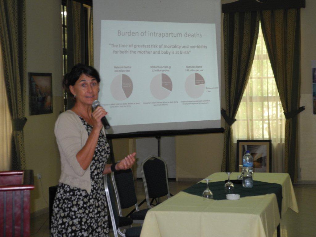 Speaker addresses participants at the safe childbirth methods conference