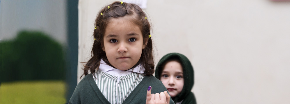 A Pakistani girl vaccinated against Polio