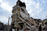 Damaged building in Douma, Syria