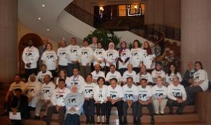Image shows a group photo of all the participants that attended the programme policy workshop from 27–29 April 2010.  